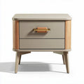 Table de chevet en bois avec tiroirs beige et poignées dorées 40 x 30 x 50cm
