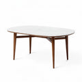 Table à manger en marbre blanc et bois 150 x 90 x 75cm pour quatre personnes