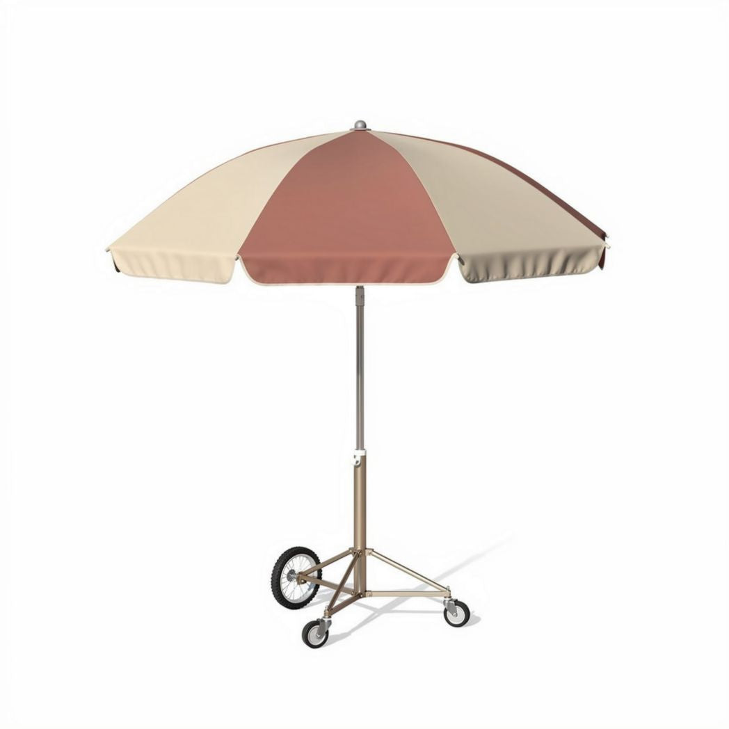 Parasol déporté avec roues en métal couleur beige et rose 200 x 200 x 250cm