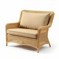 Canapé en rotin avec coussin beige dimensions 120 x 70 x 80 cm