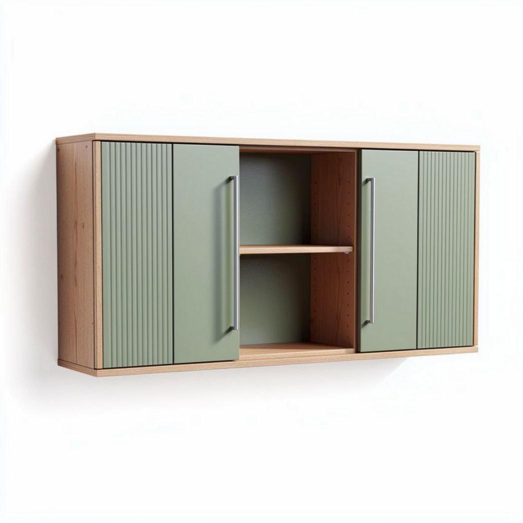Meuble murale en bois avec portes vertes dimensions 120 x 30 x 40cm