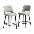 Tabourets de bar en tissu gris avec structure en métal noir 45 x 50 x 100cm