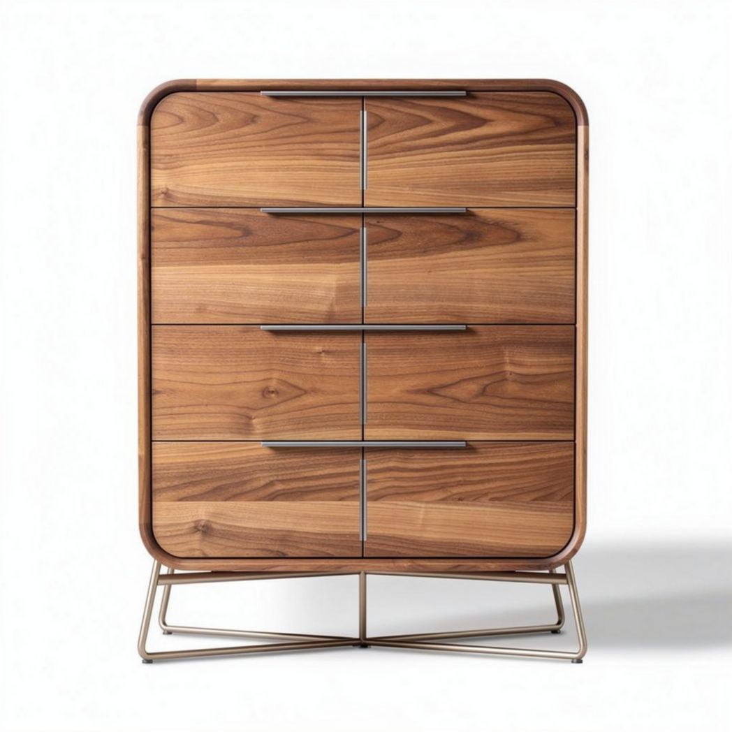 Commode en bois de noyer avec six tiroirs dimensions 80 x 45 x 100cm