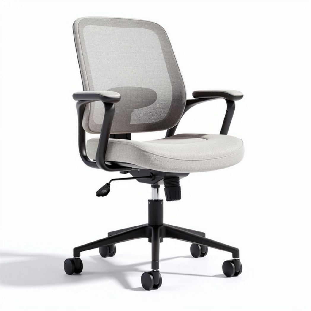 Chaise de bureau en mesh gris avec accoudoirs réglables et roulettes 60 x 60 x 90cm