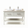Vasque double en céramique avec meuble en bois gris 120 x 50 x 85cm