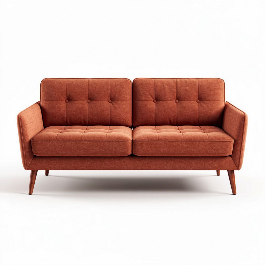 Canapé en tissu orange 180 x 90 x 85cm avec accoudoirs en bois