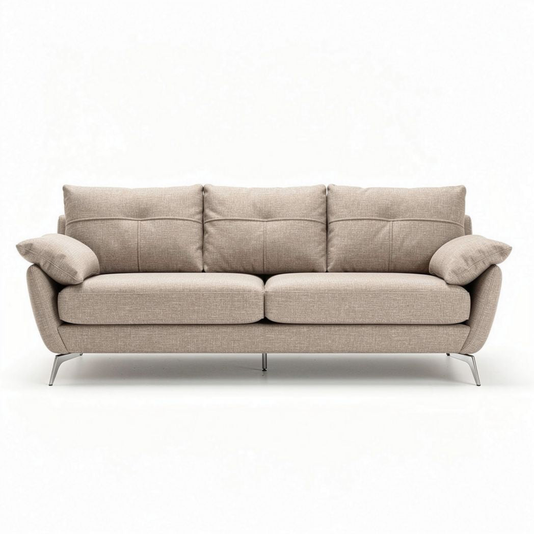 Canapé trois places en tissu beige dimensions 200 x 90 x 85 cm